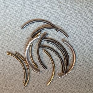 Mixed Metal Curved Tube Beads - Gold #9